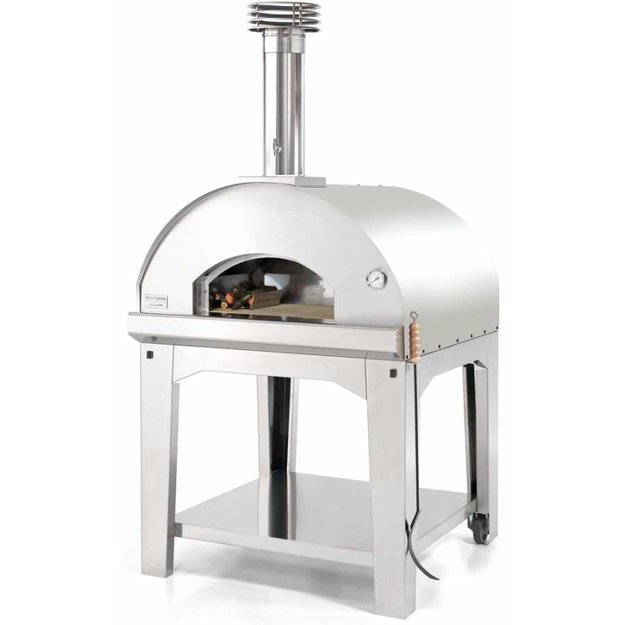 Fontana Marinara Wood Fired Pizza Oven With Trolley - Silver