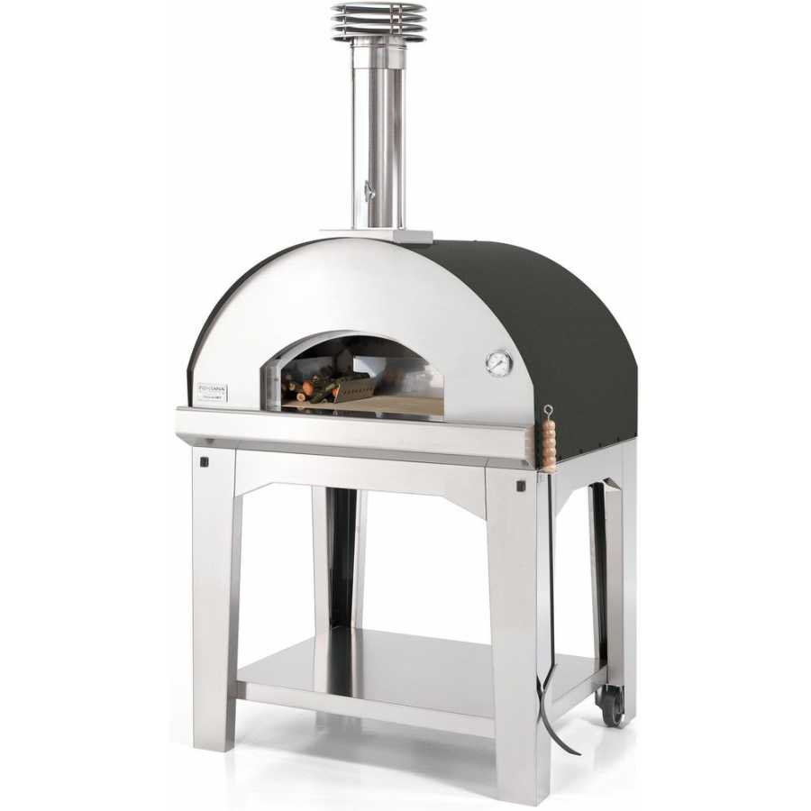 Fontana Mangiafuoco Wood Fired Pizza Oven With Trolley - Anthracite & Silver