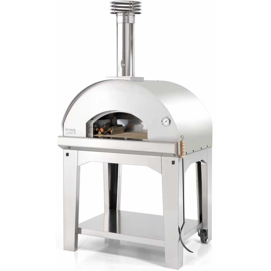 Fontana Mangiafuoco Wood Fired Pizza Oven With Trolley - Silver