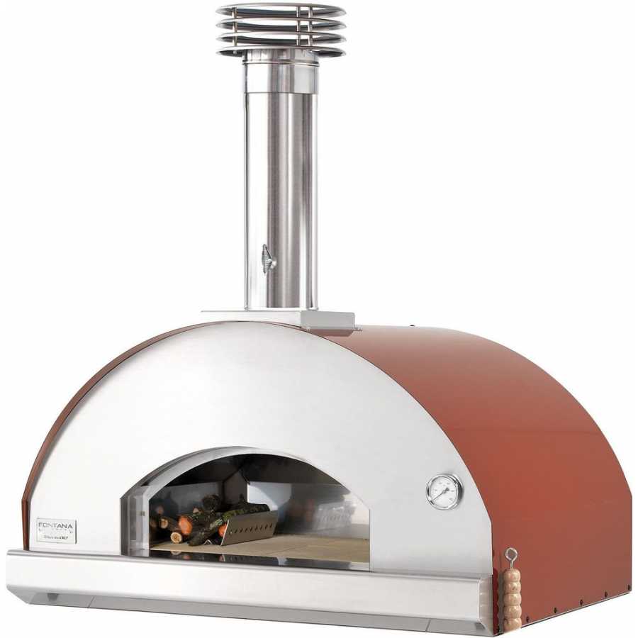 Fontana Mangiafuoco Wood Fired Pizza Oven - Rosso & Silver