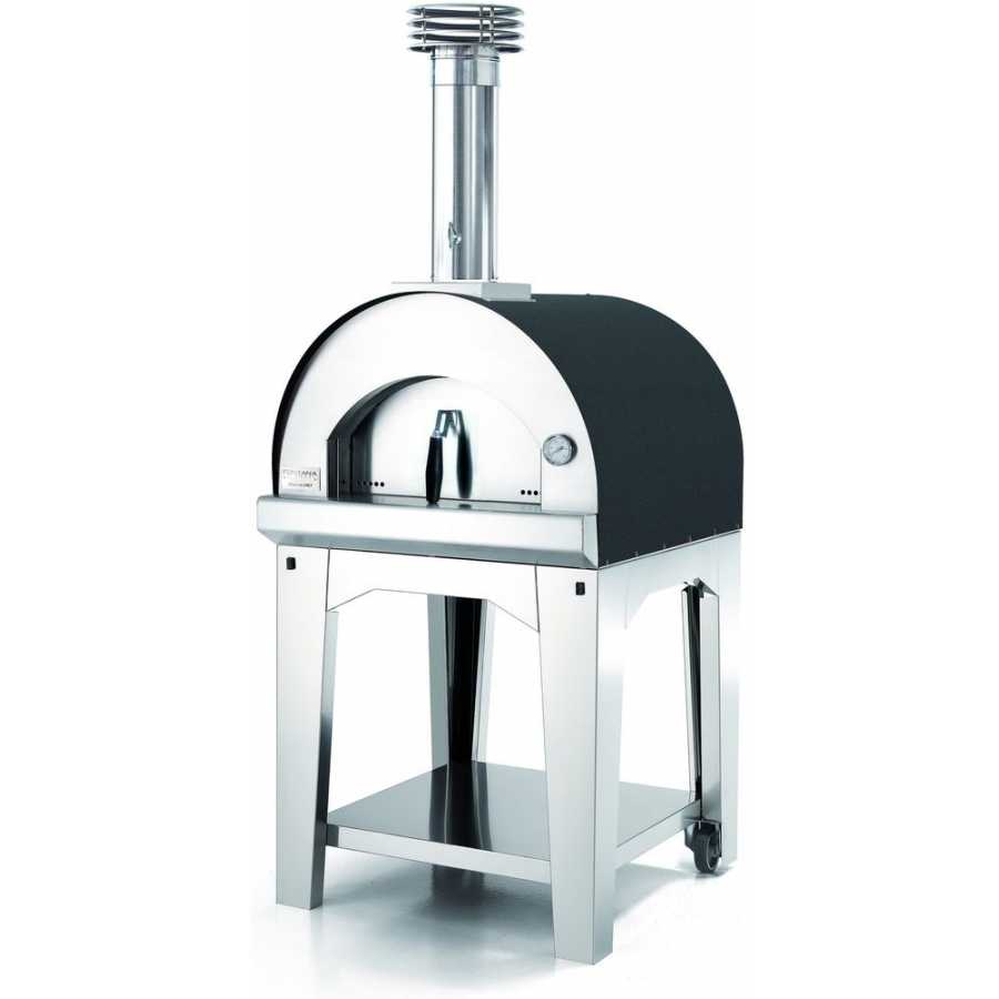 Fontana Margherita Wood Fired Pizza Oven With Trolley - Anthracite & Silver