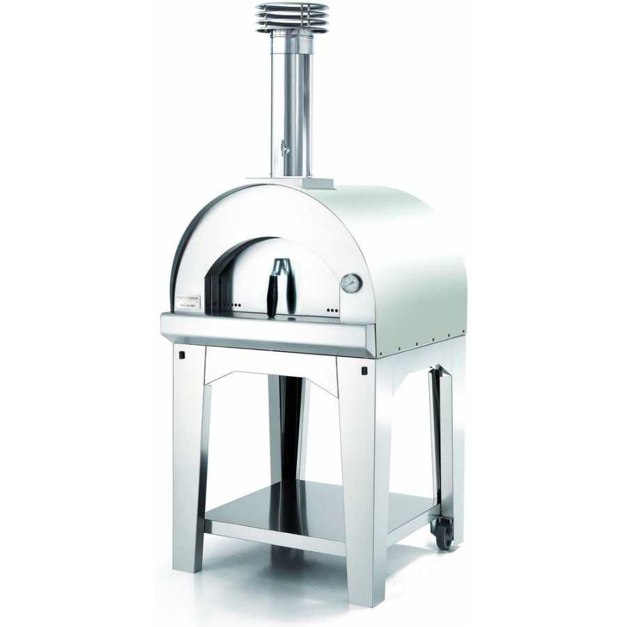 Fontana Margherita Wood Fired Pizza Oven With Trolley - Silver