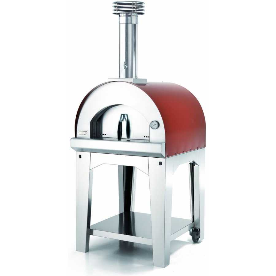 Fontana Margherita Wood Fired Pizza Oven With Trolley - Rosso & Silver