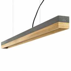 GANT Lights C1 Dark Grey Concrete Dimmable Pendant Light - Oak Wood