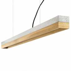 GANT Lights C1 Light Grey Concrete Dimmable Pendant Light - Oak Wood