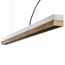 GANT Lights C1 Light Grey Concrete Dimmable Pendant Light - Walnut Wood