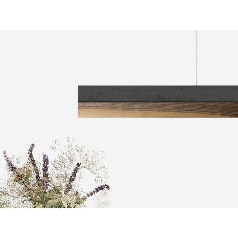 GANT Lights C1 Dark Grey Concrete Pendant Light - Walnut Wood