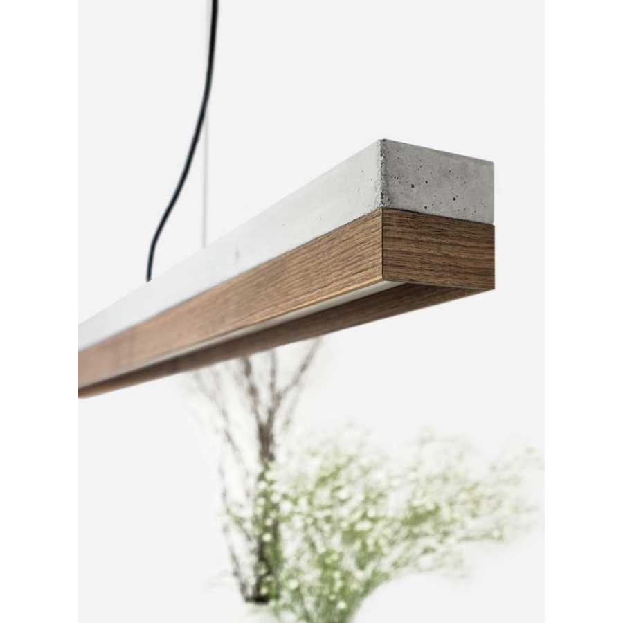 GANT Lights C1 Light Grey Concrete Pendant Light - Walnut Wood