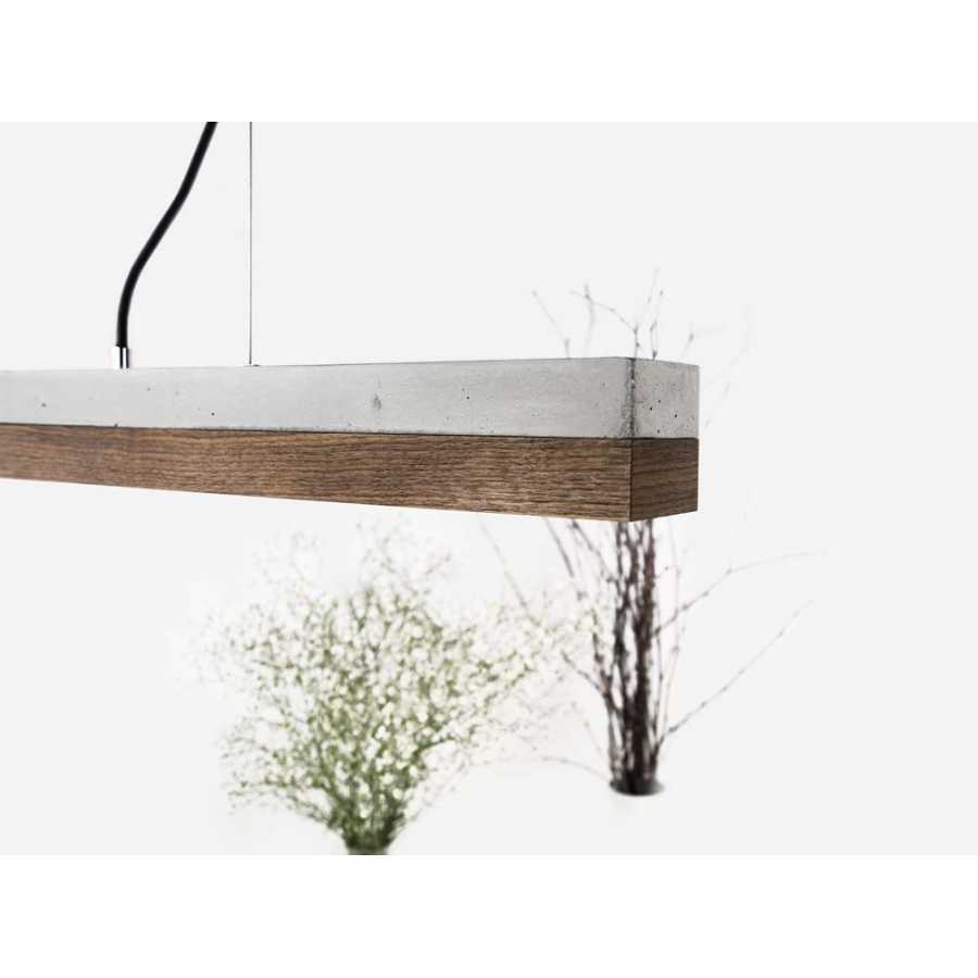 GANT Lights C1 Light Grey Concrete Pendant Light - Walnut Wood