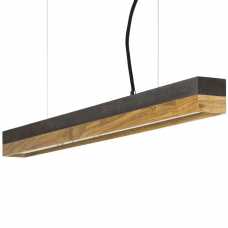 GANT Lights C2 Dark Grey Concrete Dimmable Pendant Light - Oak Wood