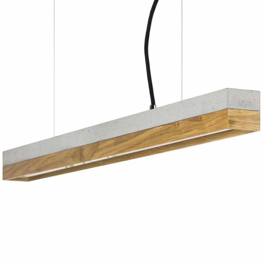 GANT Lights C2 Light Grey Concrete Pendant Light - Oak Wood
