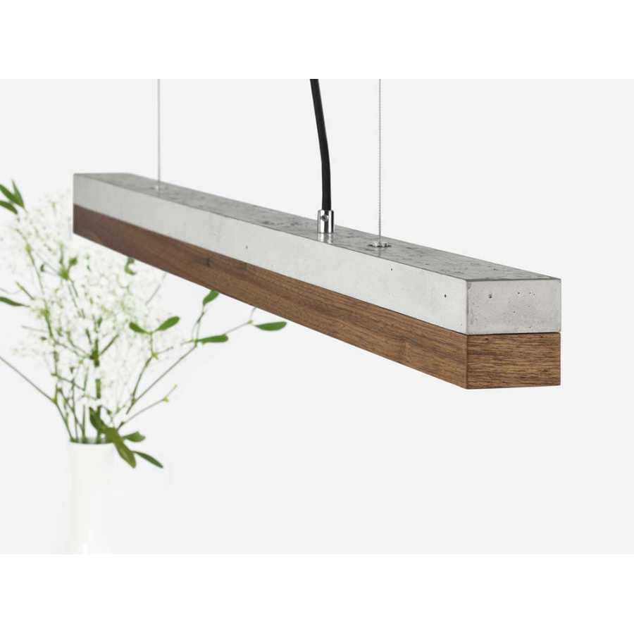 GANT Lights C2 Light Grey Concrete Pendant Light - Walnut Wood