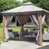Garden Must Haves Luxury Outdoor Gazebo With Led - Wood Effect & Taupe