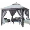 Garden Must Haves Luxury Outdoor Gazebo With Led - Wood Effect & Grey