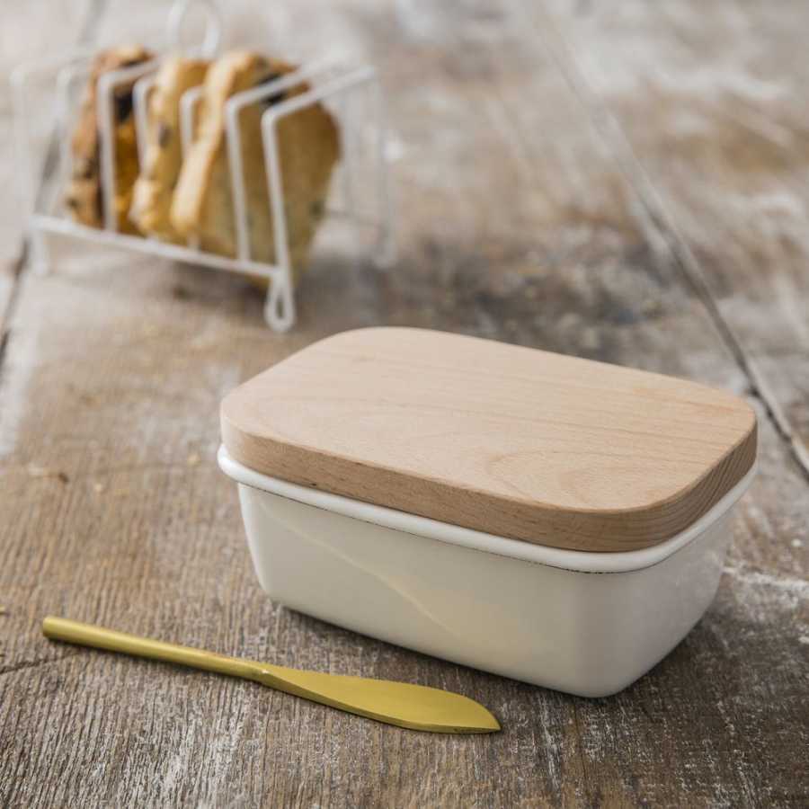 Garden Trading Enamel Butter Dish - White