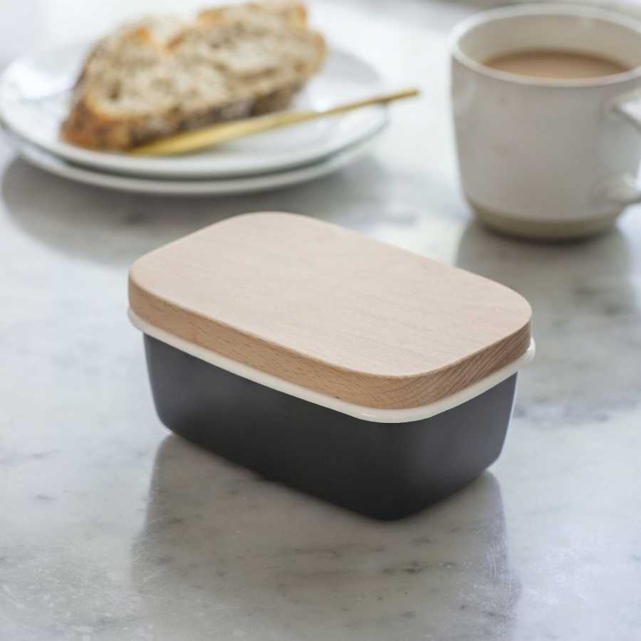 Garden Trading Enamel Butter Dish - Carbon