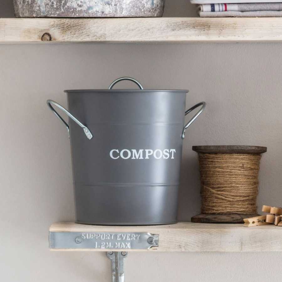 Garden Trading Steel Mini Compost Bucket - Charcoal