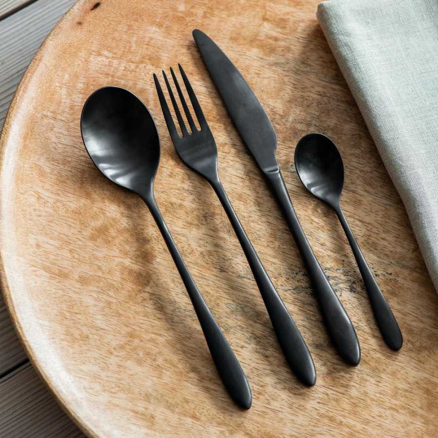 Garden Trading Stainless Steel Cutlery - Set of 16 - Black