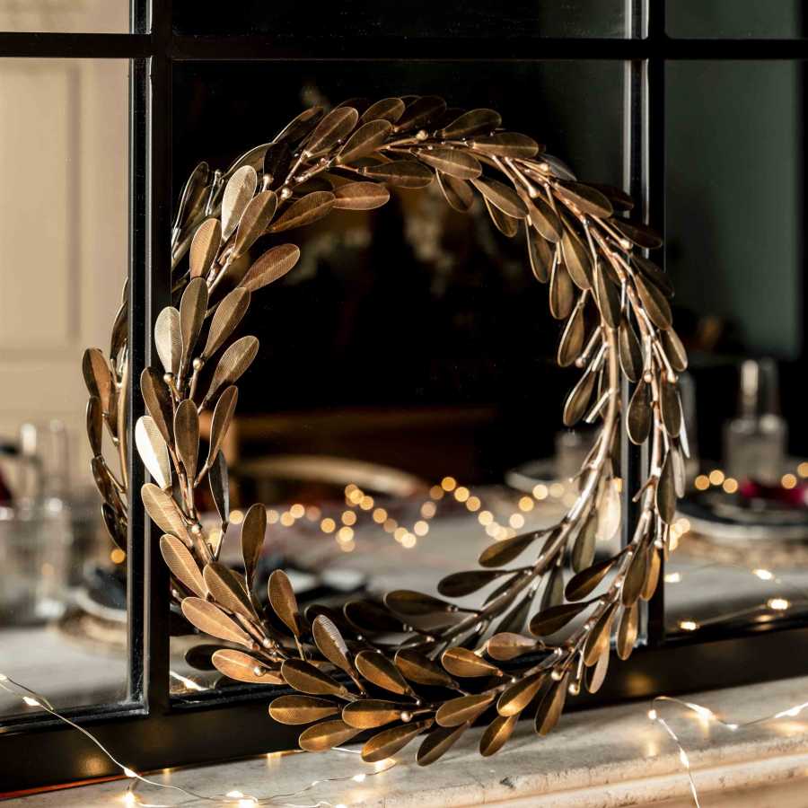Garden Trading Cromwell Mistletoe Christmas Wreath Brass Lifestyle