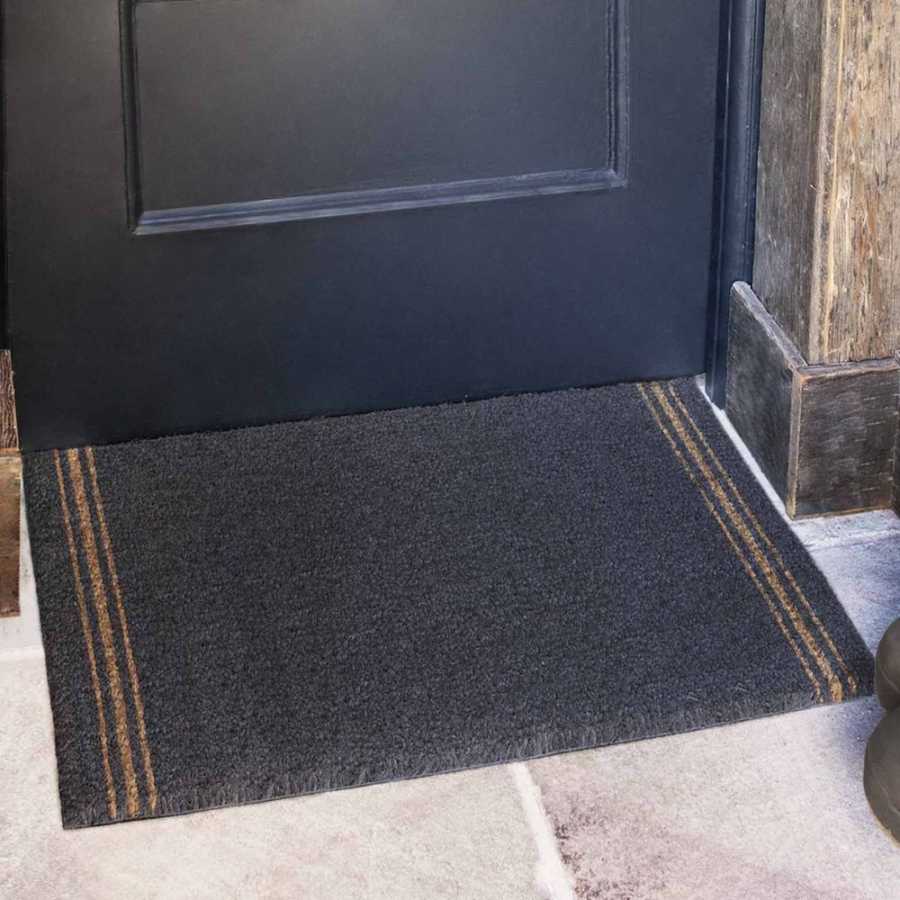 Garden Trading Triple Stripe Doormat - Charcoal - Large