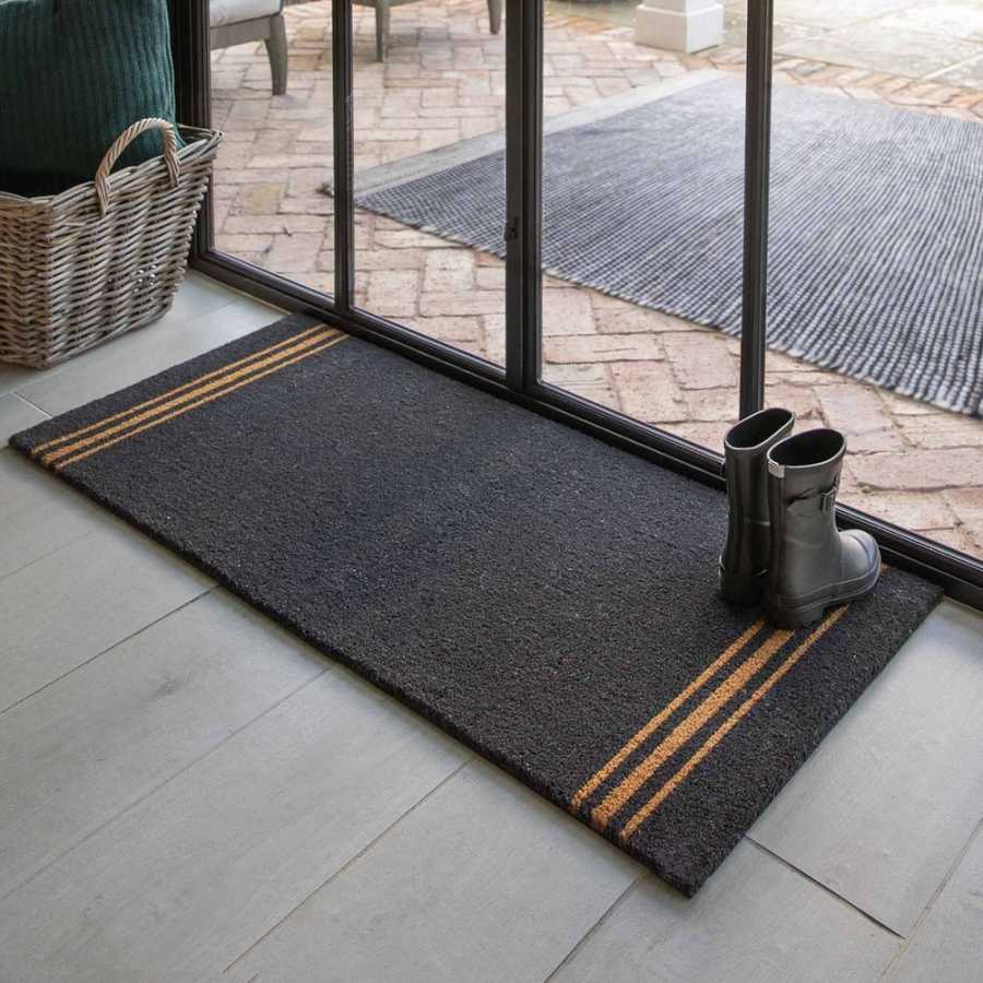 Garden Trading Triple Stripe Double Doormat - Charcoal