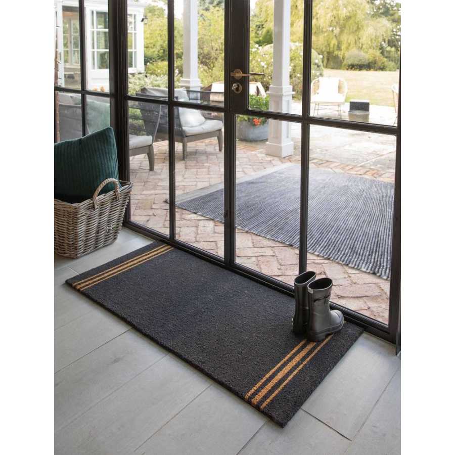 Garden Trading Triple Stripe Double Doormat - Charcoal