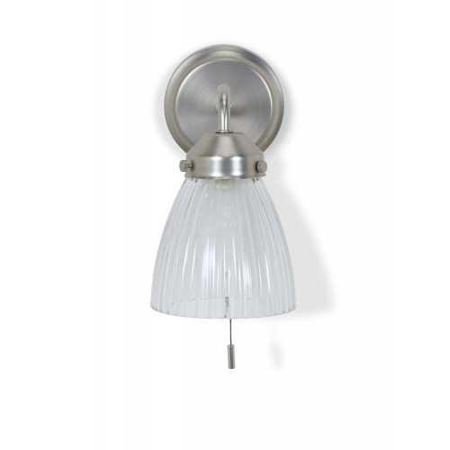 Garden Trading Fovant Bathroom Glass Wall Light Satin Nickel