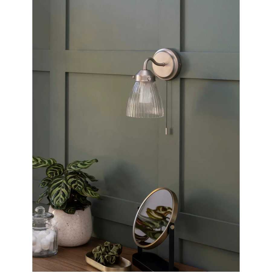 Garden Trading Fovant Bathroom Glass Wall Light Satin Nickel