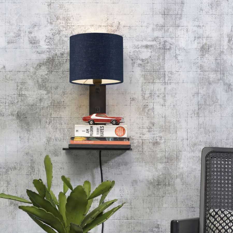 Good&Mojo Andes Wall Light With Shelf - Denim Blue & Black