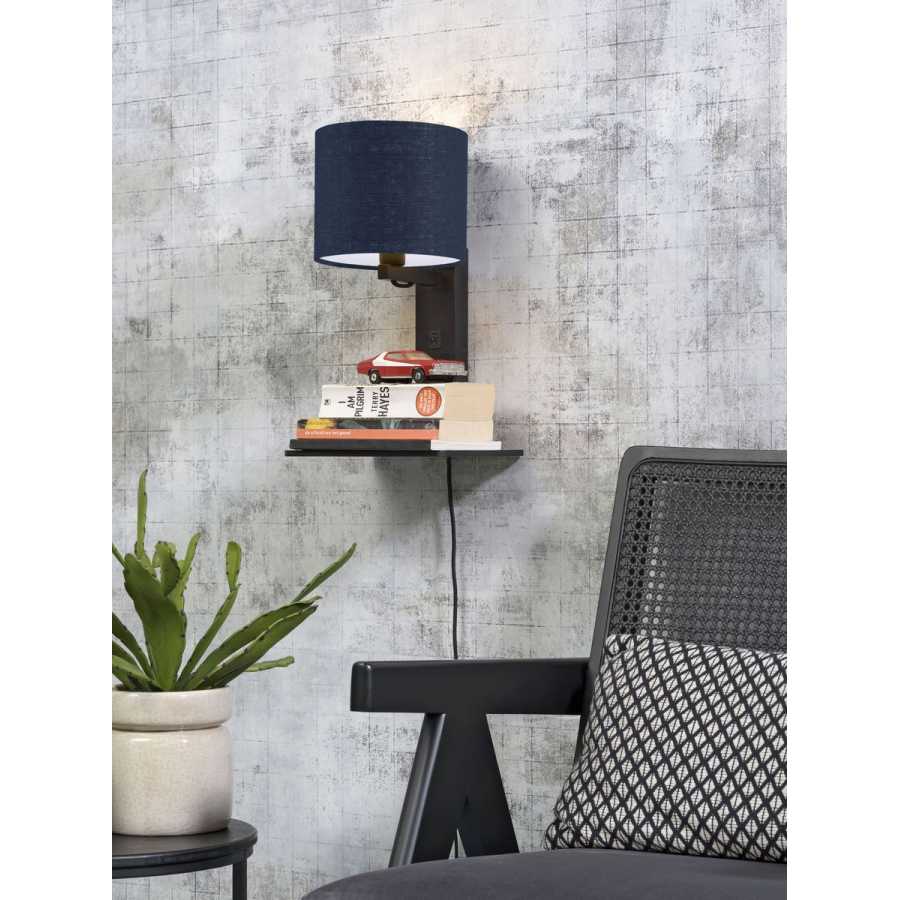 Good&Mojo Andes Wall Light With Shelf - Denim Blue & Black