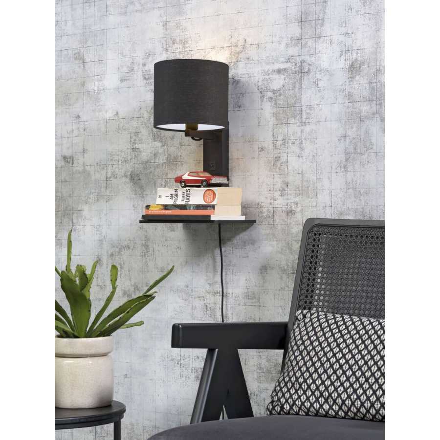 Good&Mojo Andes Wall Light With Shelf - Dark Grey & Black