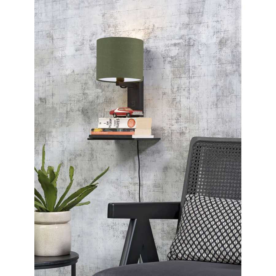 Good&Mojo Andes Wall Light With Shelf - Forest Green & Black