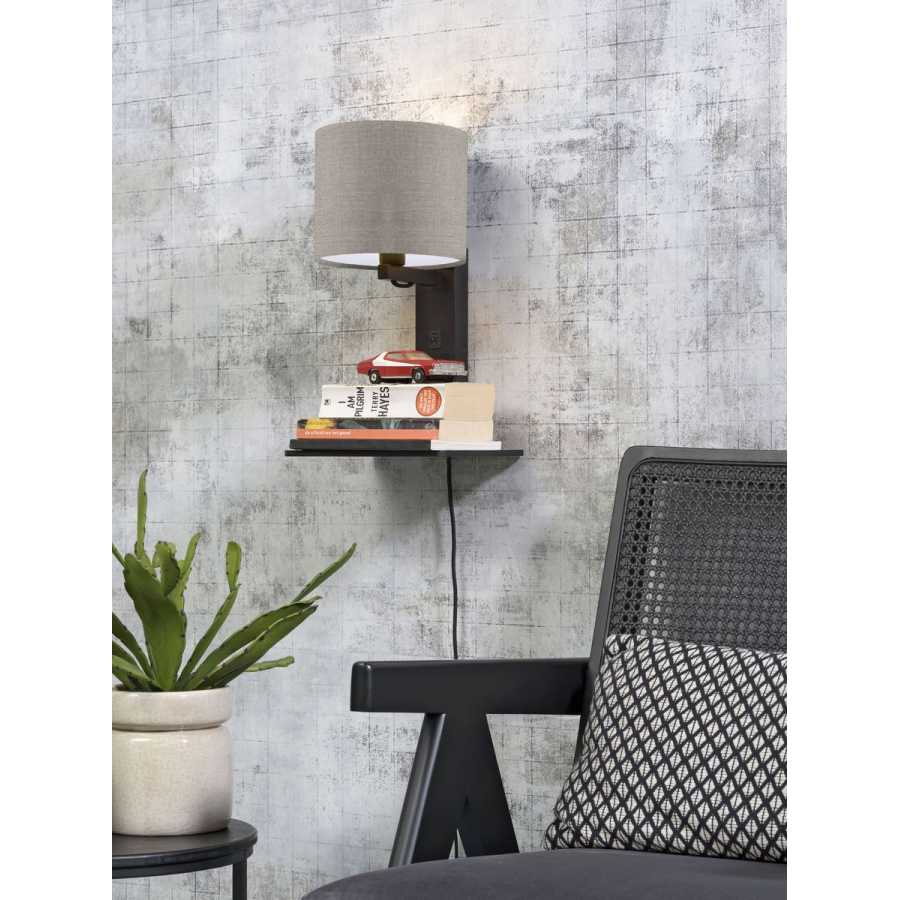 Good&Mojo Andes Wall Light With Shelf - Dark Linen & Black