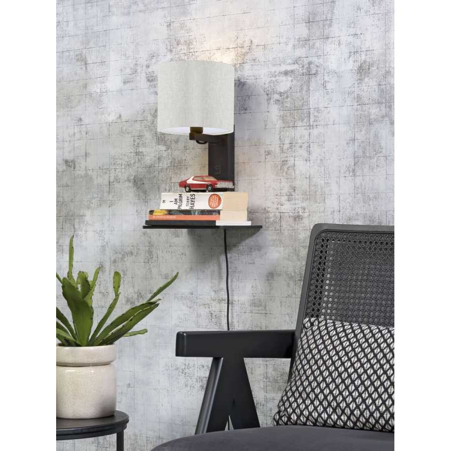 Good&Mojo Andes Wall Light With Shelf - Light Linen & Black