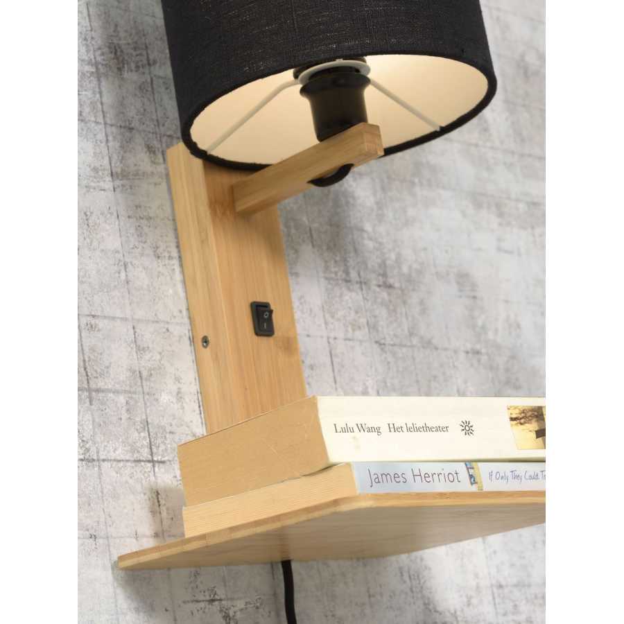 Good&Mojo Andes Wall Light With Shelf - Black & Natural