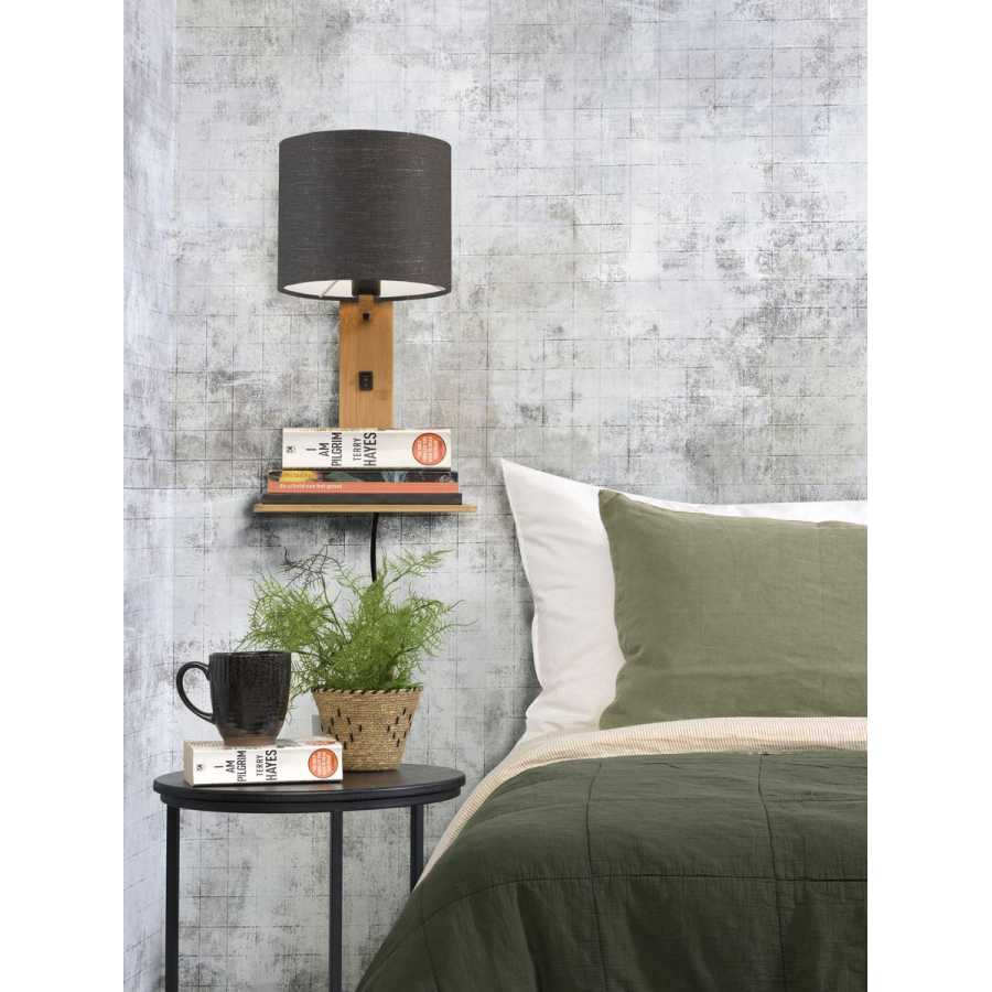 Good&Mojo Andes Wall Light With Shelf - Dark Grey & Natural