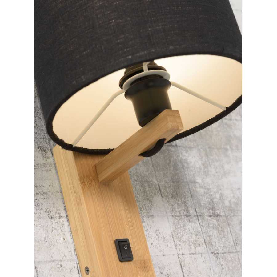 Good&Mojo Andes Wall Light With Shelf - Dark Grey & Natural