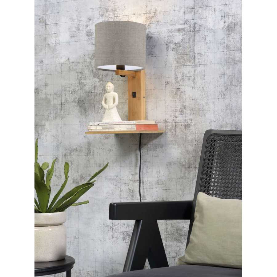 Good&Mojo Andes Wall Light With Shelf - Dark Linen & Natural