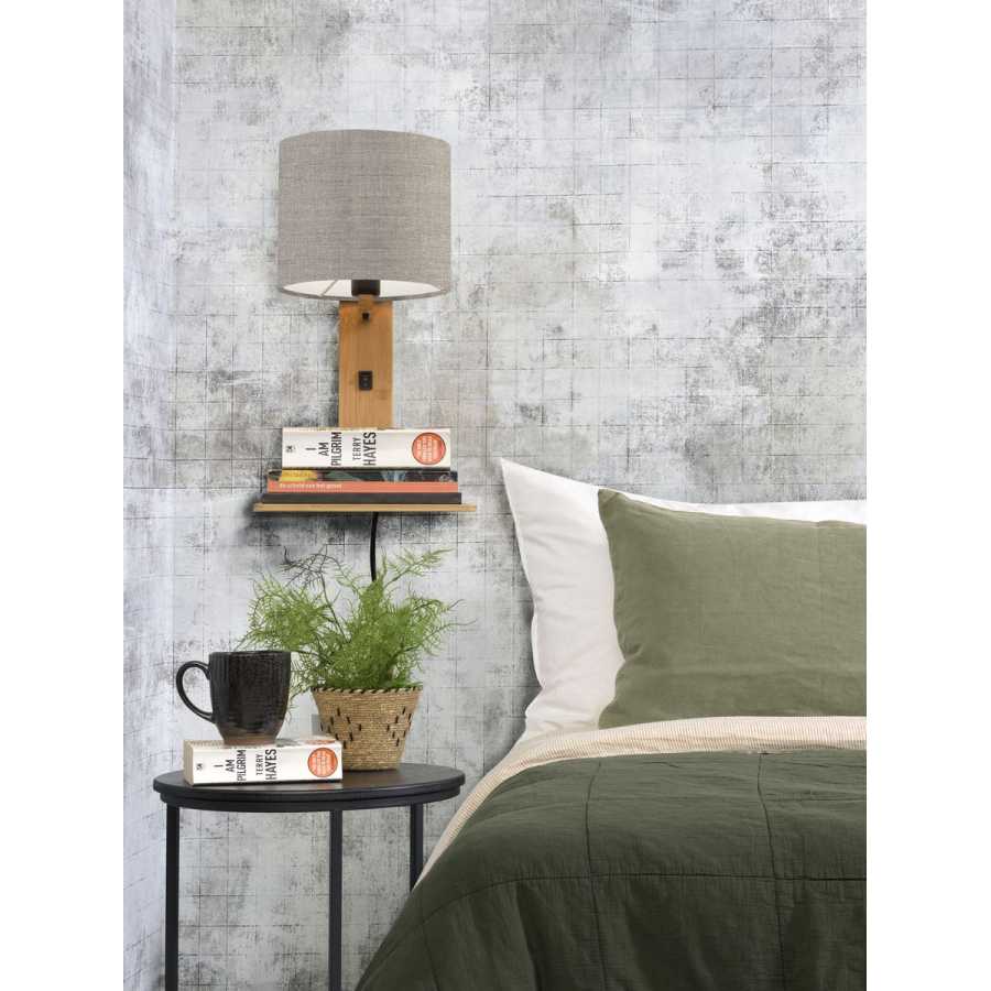 Good&Mojo Andes Wall Light With Shelf - Dark Linen & Natural