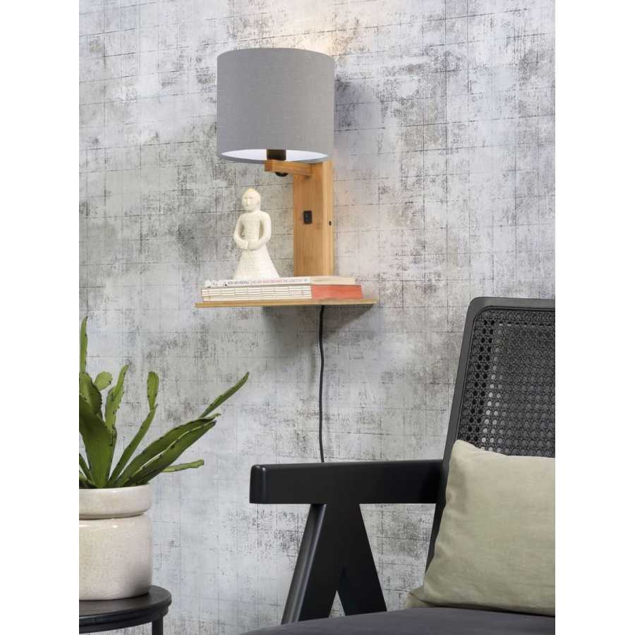 Good&Mojo Andes Wall Light With Shelf - Light Grey & Natural