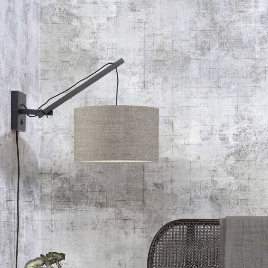 Good&Mojo Andes Hanging Wall Light - Dark Linen & Black