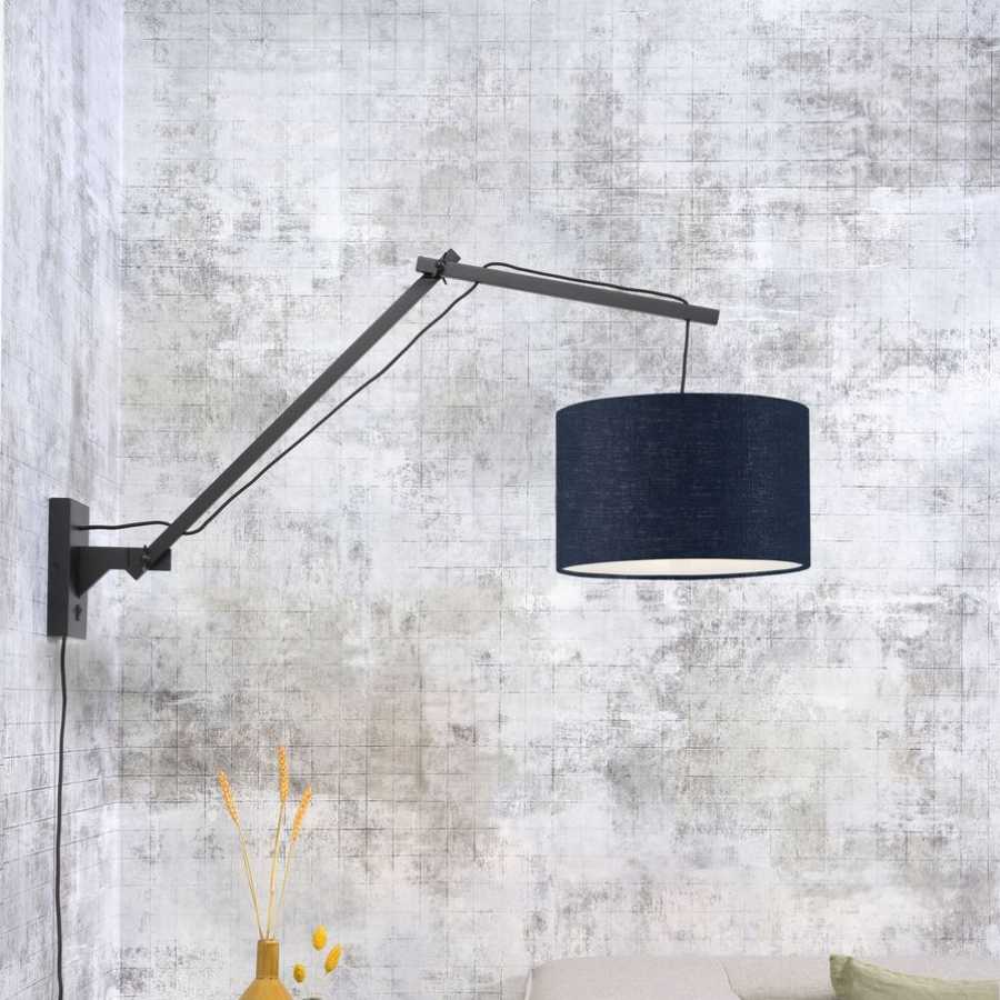 Good&Mojo Andes Long Arm Wall Light - Denim Blue & Black - Small