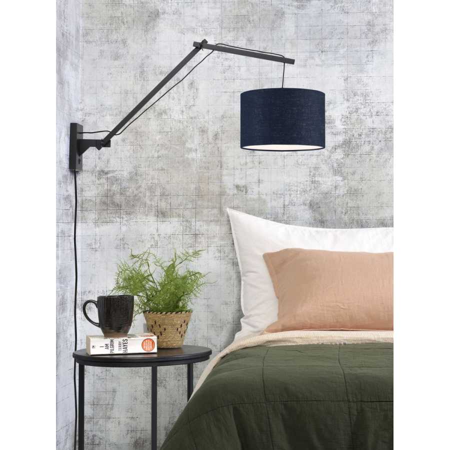 Good&Mojo Andes Long Arm Wall Light - Denim Blue & Black - Small