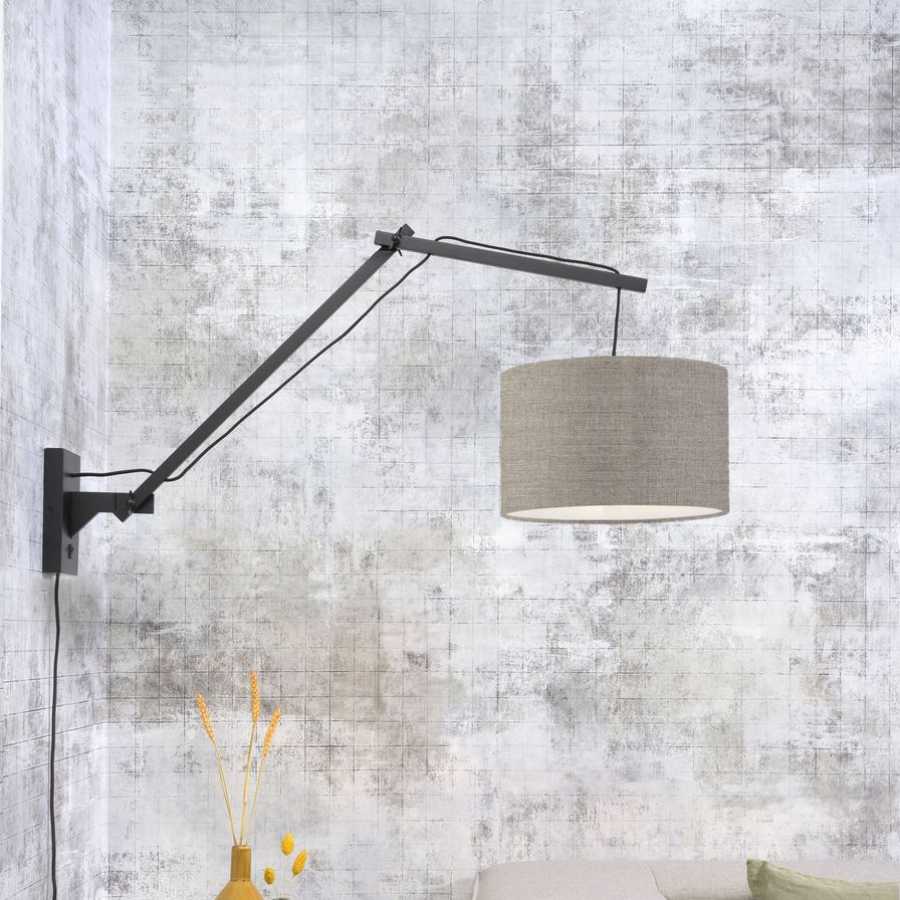 Good&Mojo Andes Long Arm Wall Light - Dark Linen & Black - Small