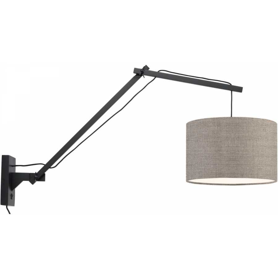 Good&Mojo Andes Long Arm Wall Light - Dark Linen & Black - Small