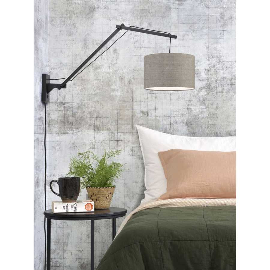 Good&Mojo Andes Long Arm Wall Light - Dark Linen & Black - Small