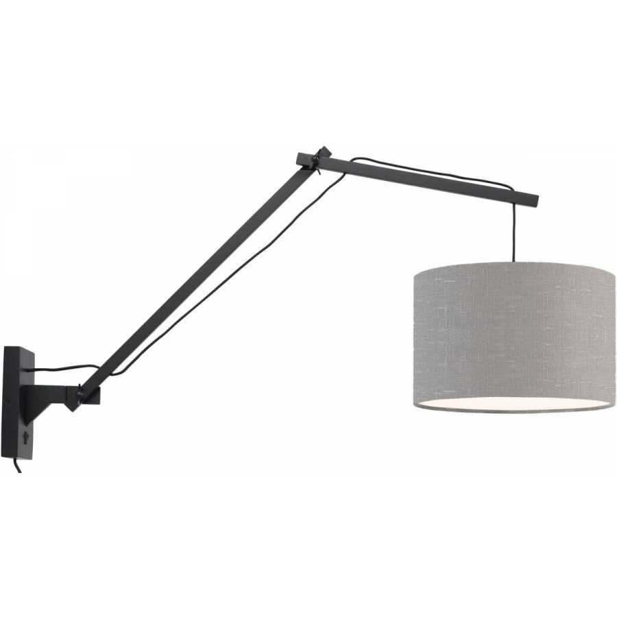 Good&Mojo Andes Long Arm Wall Light - Light Grey & Black - Small