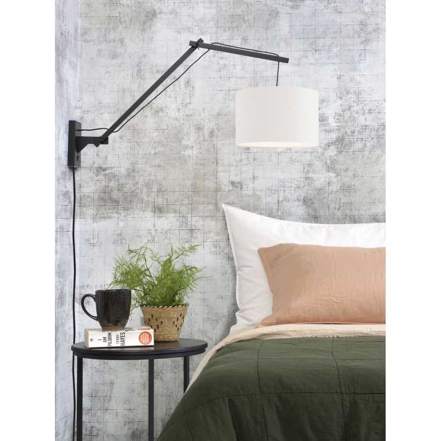 Good&Mojo Andes Long Arm Wall Light - White & Black - Small