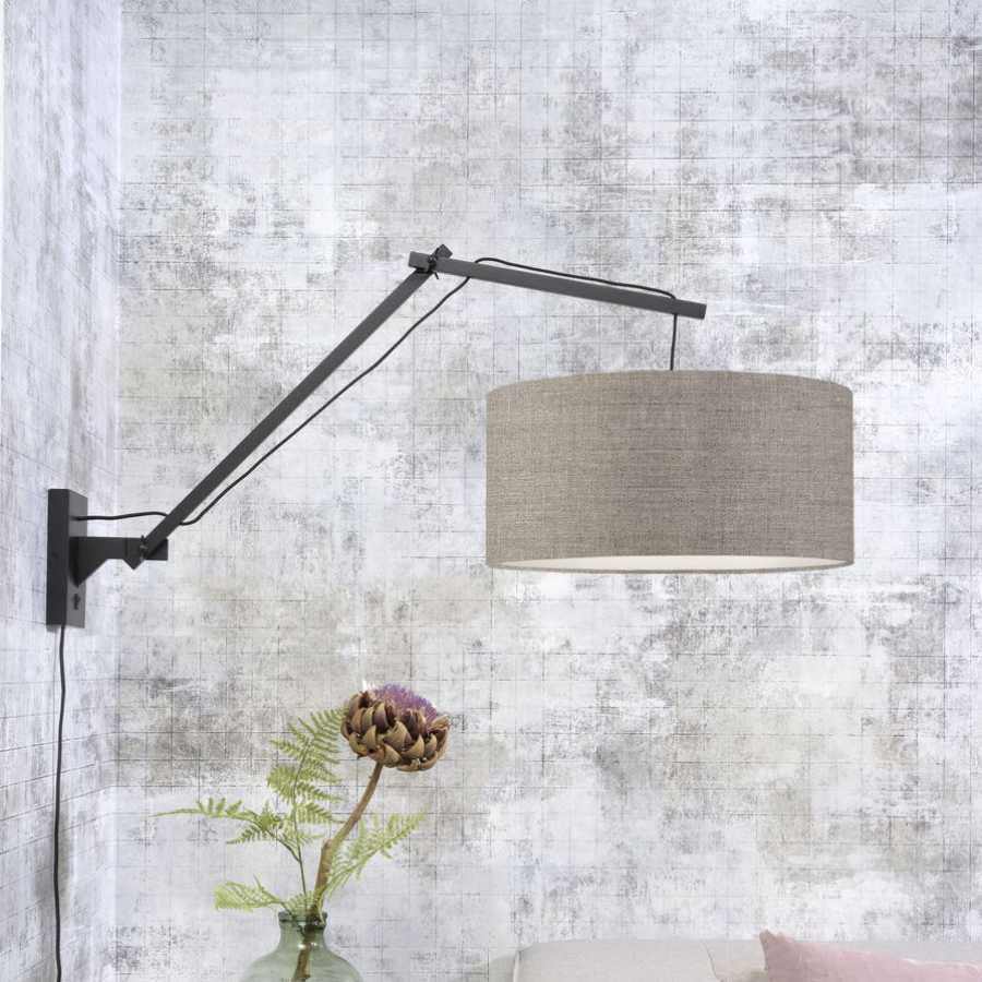 Good&Mojo Andes Long Arm Wall Light - Dark Linen & Black - Large