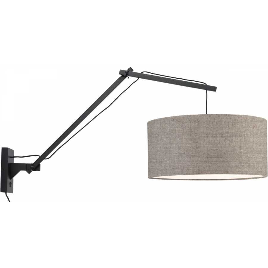 Good&Mojo Andes Long Arm Wall Light - Dark Linen & Black - Large